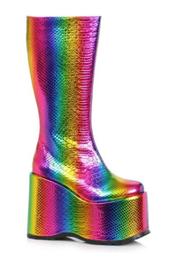 Ellie Shoes 500 AMARA Festival Boot in Rainbow Faux Leather from SexyShoes.com