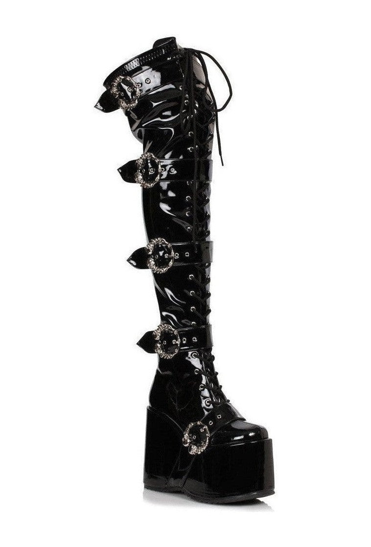 500-KAMORA Thigh Boot | Black Faux Leather-Thigh Boot-Ellie Shoes-SEXYSHOES.COM