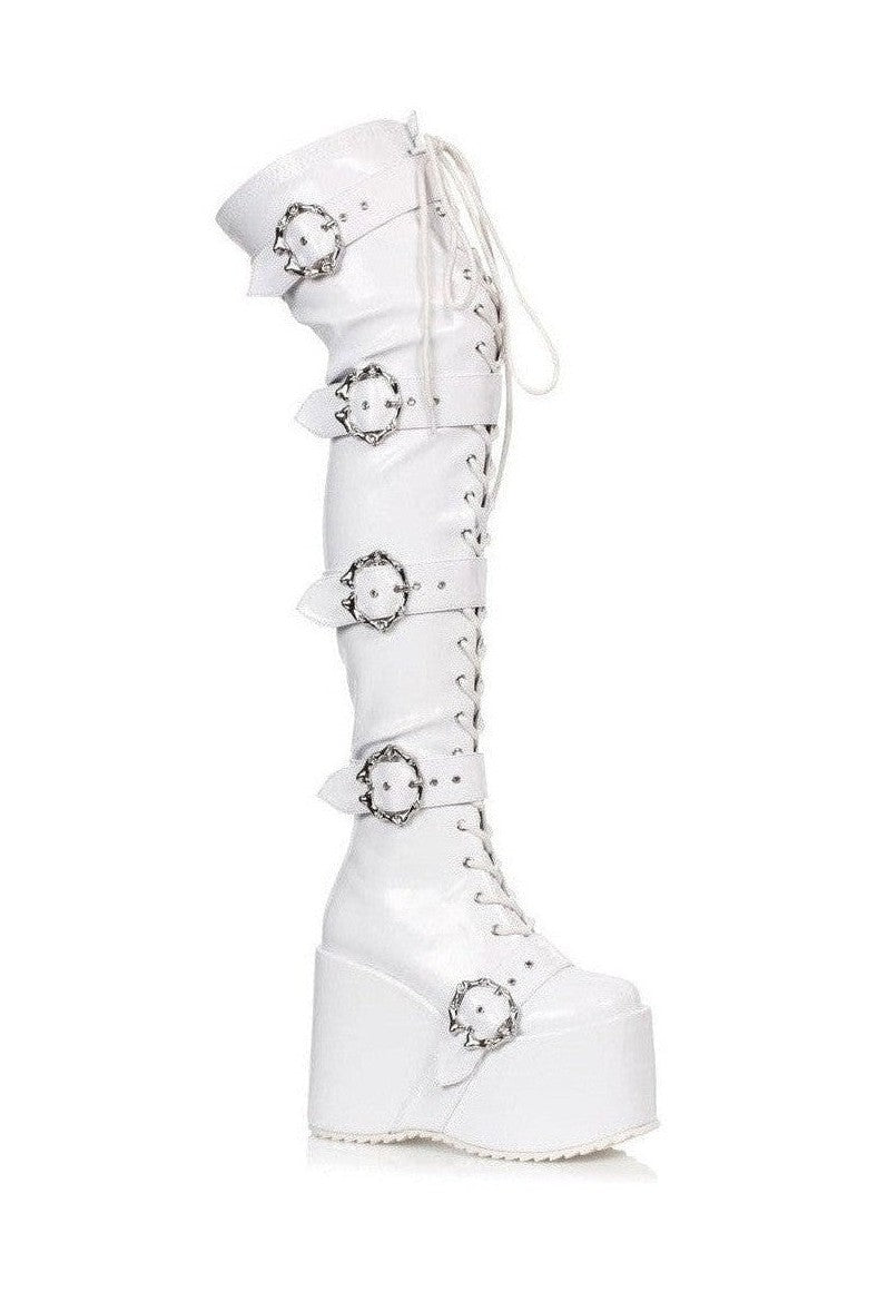 500-KAMORA Thigh Boot | White Faux Leather-Thigh Boot-Ellie Shoes-SEXYSHOES.COM