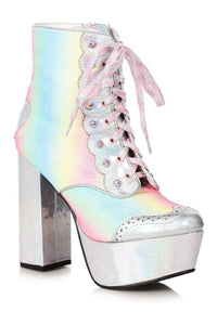 Ellie Shoes 520 BELLINI Festival Boot in Silver Faux Leather from SexyShoes.com