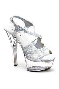 Ellie Shoes 601 LANCE G Sandal in Silver Satin from SexyShoes.com