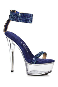 Ellie Shoes 609 ANIKA Stripper Sandal in Blue Faux Leather from SexyShoes.com
