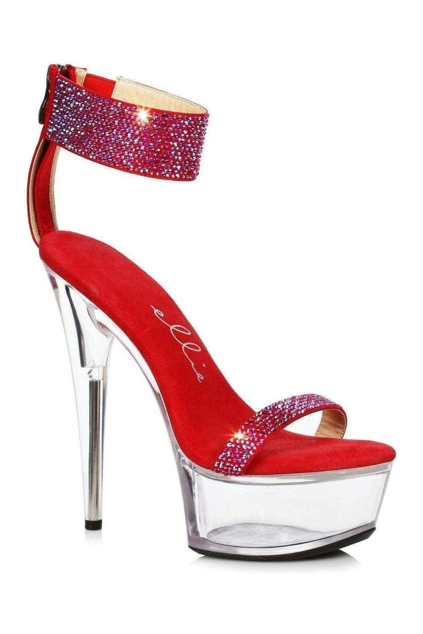 Ellie Shoes 609 ANIKA Stripper Sandal in Red Faux Leather from SexyShoes.com