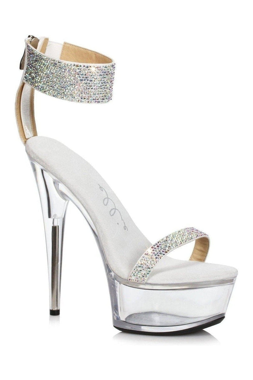Ellie Shoes 609 ANIKA Stripper Sandal in Silver Faux Leather from SexyShoes.com