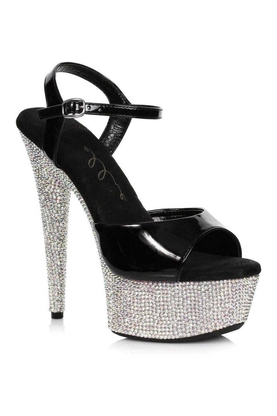 609-MAXINE Stripper Sandal | Black Patent-Ellie Shoes-SEXYSHOES.COM