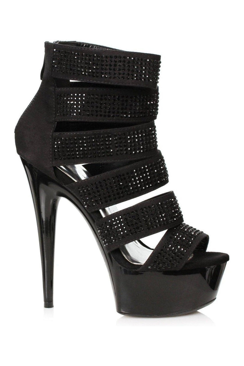 Ellie Shoes 609 MEGAN Stripper Bootie in Black Faux Leather from SexyShoes.com