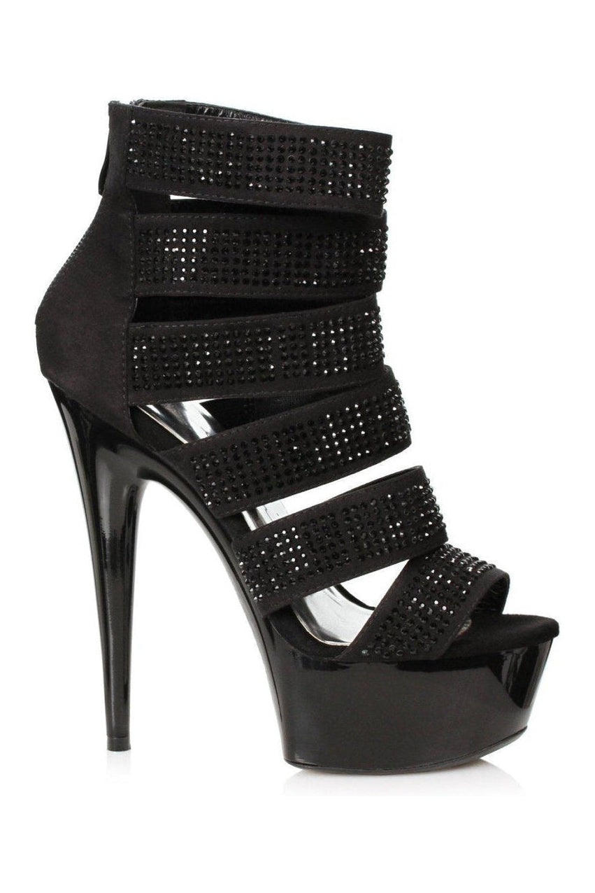 609-MEGAN Stripper Bootie | Black Faux Leather-Ellie Shoes-SEXYSHOES.COM