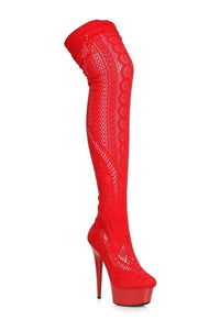 Ellie Shoes 609 MEI Stripper Thigh Boot in Red Fabric from SexyShoes.com