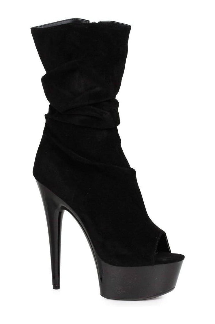 Ellie Shoes 609 SCRUNCH Ankle Boots in Black Faux Leather from SexyShoes.com