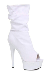 Ellie Shoes 609 SCRUNCH Ankle Boots in White Faux Leather from SexyShoes.com