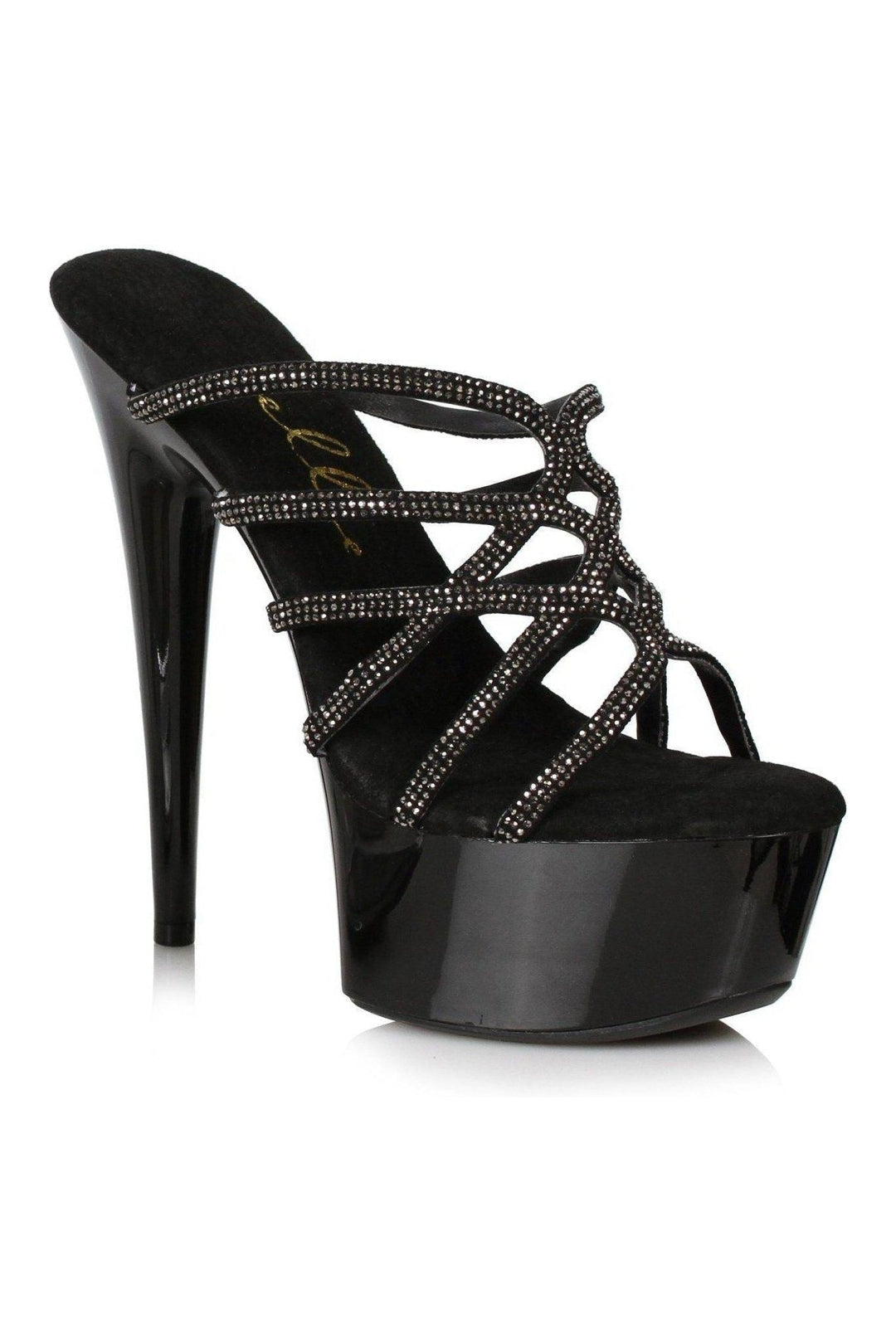 Ellie Shoes 609 SELENA Stripper Slide in Black Rhinestones from SexyShoes.com