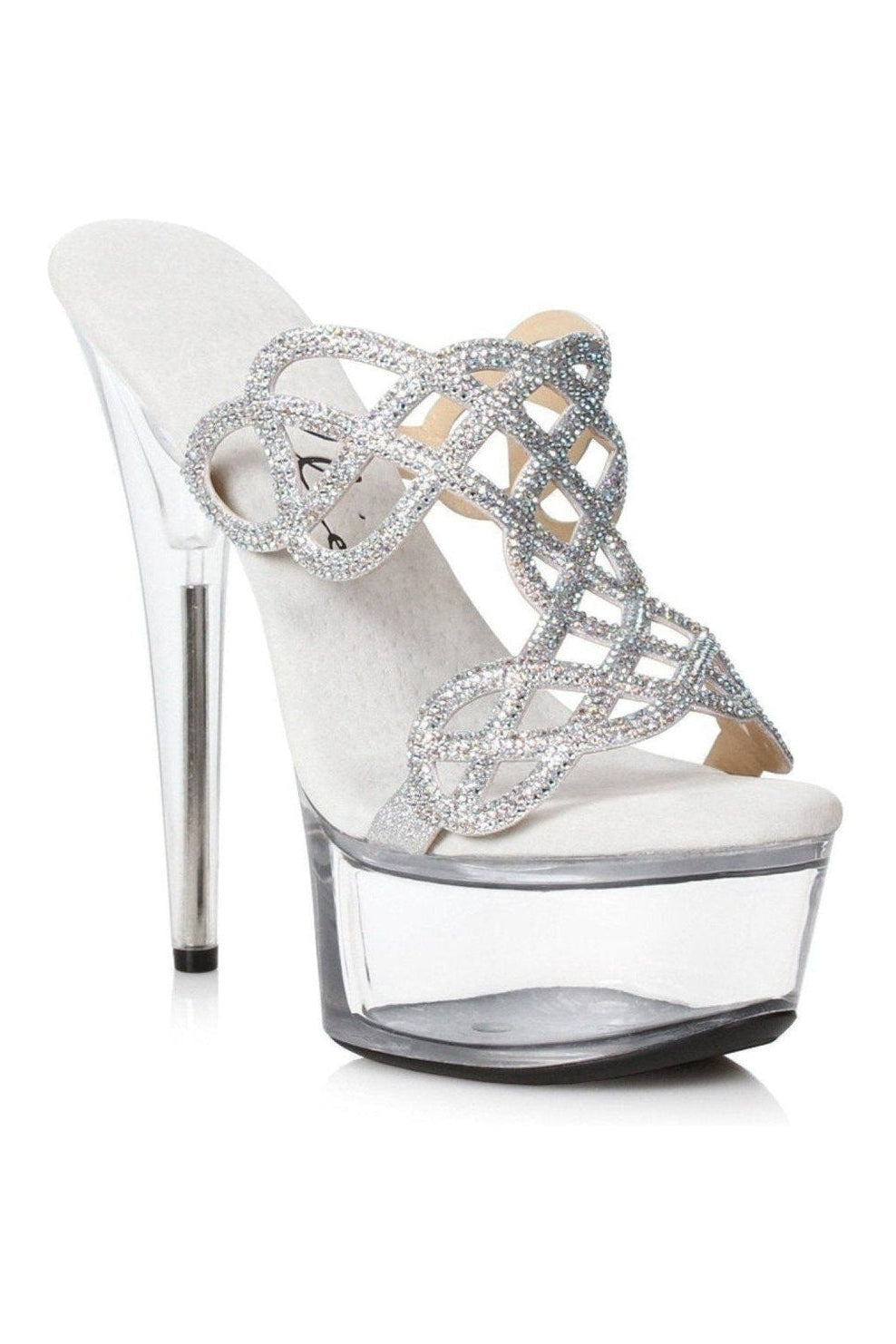 609-SELENA Stripper Slide | Silver Rhinestones-Ellie Shoes-SEXYSHOES.COM