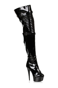 Ellie Shoes 609 SHEA Thigh Boot in Black Patent from SexyShoes.com