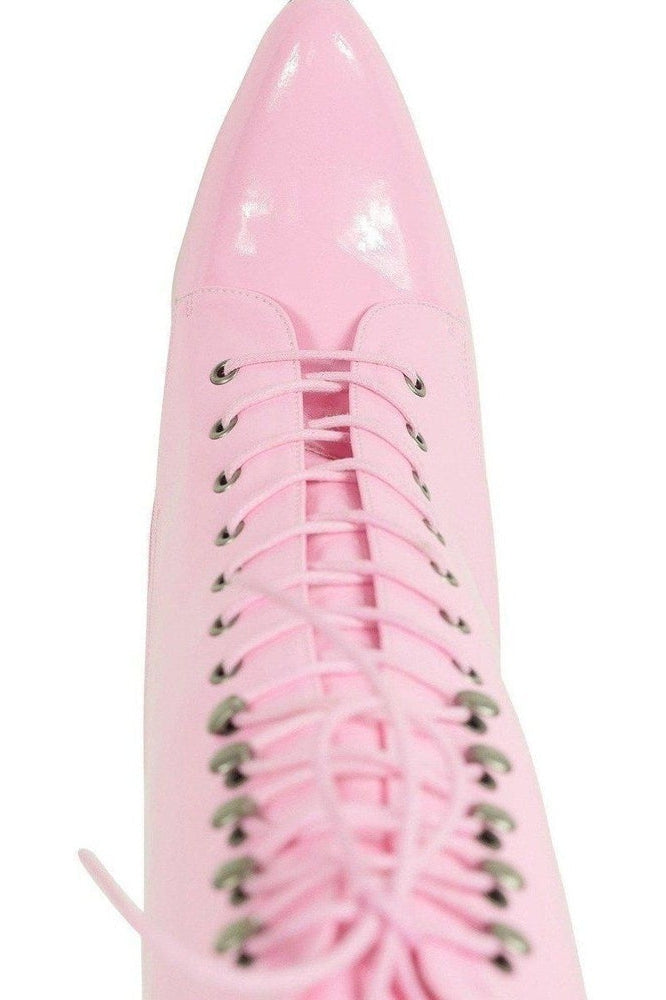 6375-Granny Mid Calf Ankle Boot | Pink Patent-Sexyshoes Brand-Ankle Boots-SEXYSHOES.COM