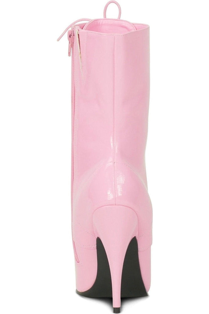 6375-Granny Mid Calf Ankle Boot | Pink Patent-Sexyshoes Brand-Ankle Boots-SEXYSHOES.COM