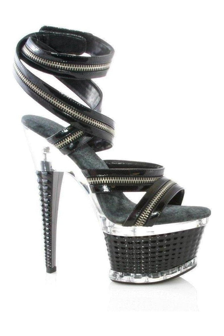 649-DELIA Platform Sandal | Black Patent-Ellie Shoes-SEXYSHOES.COM