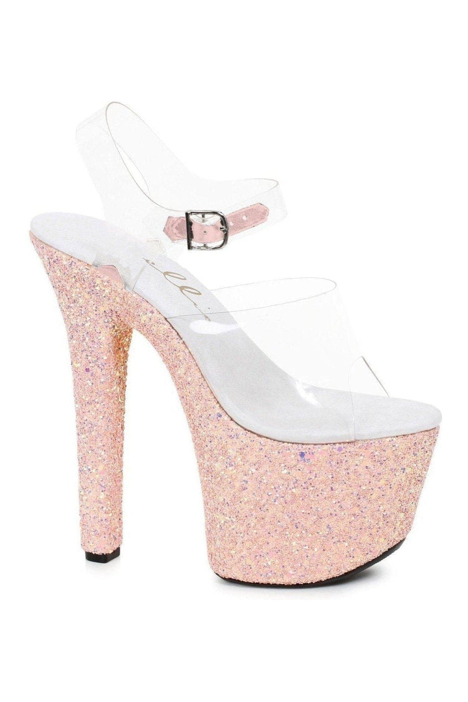 711-SERENITY Stripper Slide | Coral Glitter-Ellie Shoes-SEXYSHOES.COM