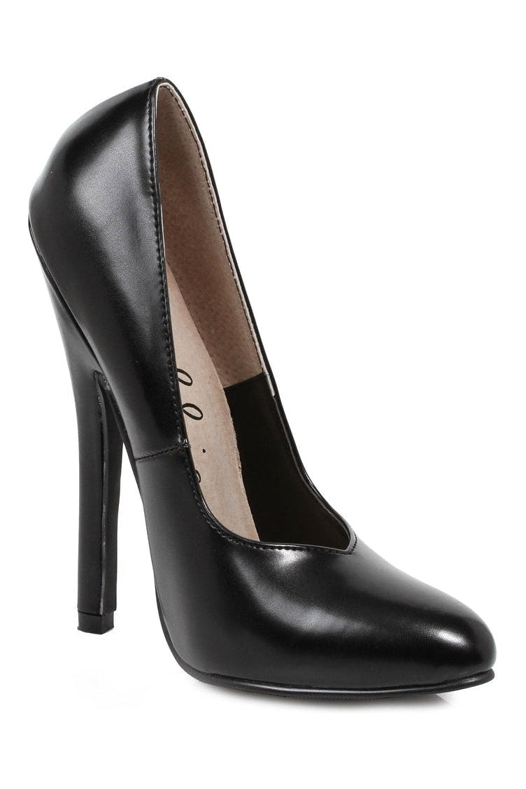 8260 Pump | Black Faux Leather-Pumps- Stripper Shoes at SEXYSHOES.COM