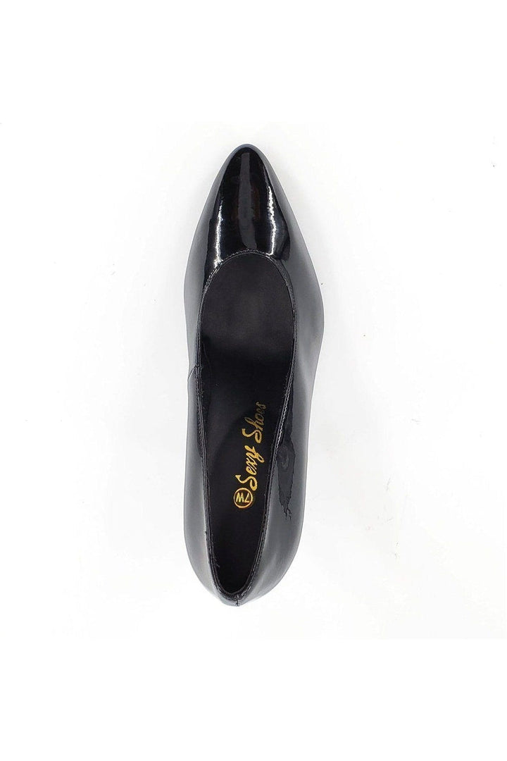 8902-Wide Classic Pump | Black Patent-Sexyshoes Brand-SEXYSHOES.COM