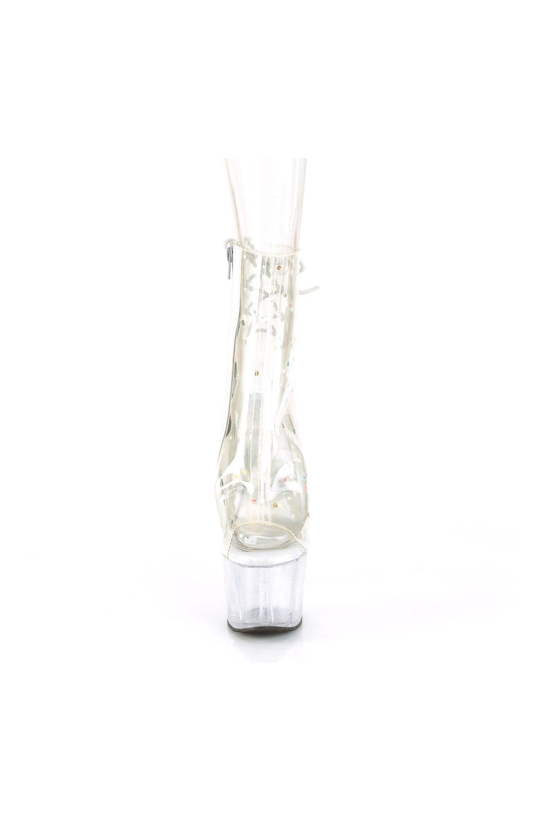 ADORE-1018C-2 Ankle Boot | Clear Faux Leather-Ankle Boots-Pleaser-SEXYSHOES.COM
