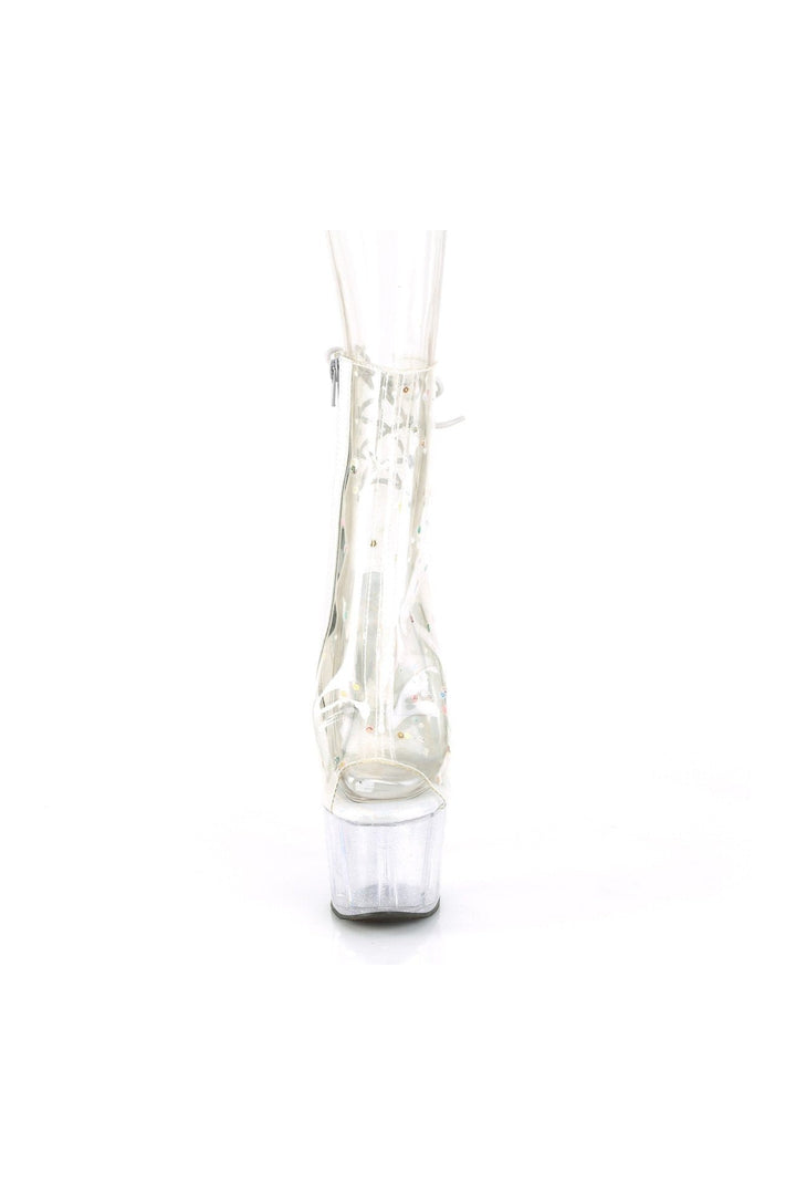 ADORE-1018C-2 Ankle Boot | Clear Faux Leather-Ankle Boots-Pleaser-SEXYSHOES.COM