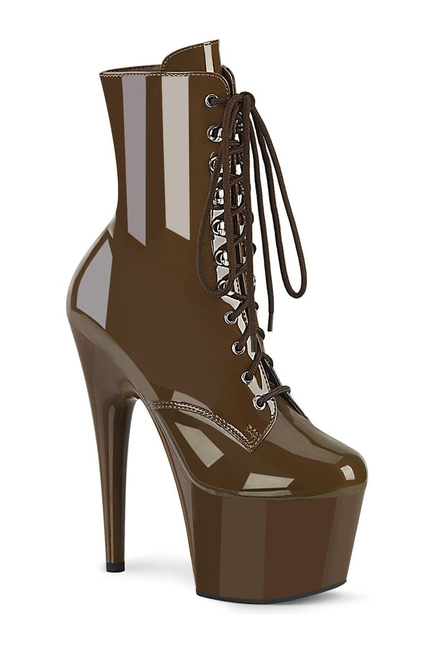 Pleaser ADORE-1020 Brown Patent Ankle Boot in Brown Patent from SexyShoes.com