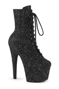 Pleaser ADORE-1020GWR Black Glitter Ankle Boot in Black Glitter from SexyShoes.com