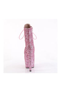 Pleaser ADORE-1020GWR Pink Glitter Ankle Boot in Pink Glitter