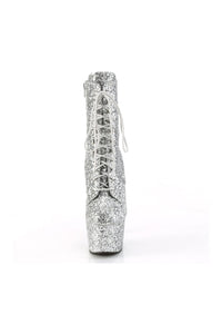 Pleaser ADORE-1020GWR Silver Glitter Ankle Boot in Silver Glitter