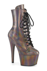 Pleaser ADORE-1020HG Pewter Hologram Ankle Boot in Pewter Hologram from SexyShoes.com