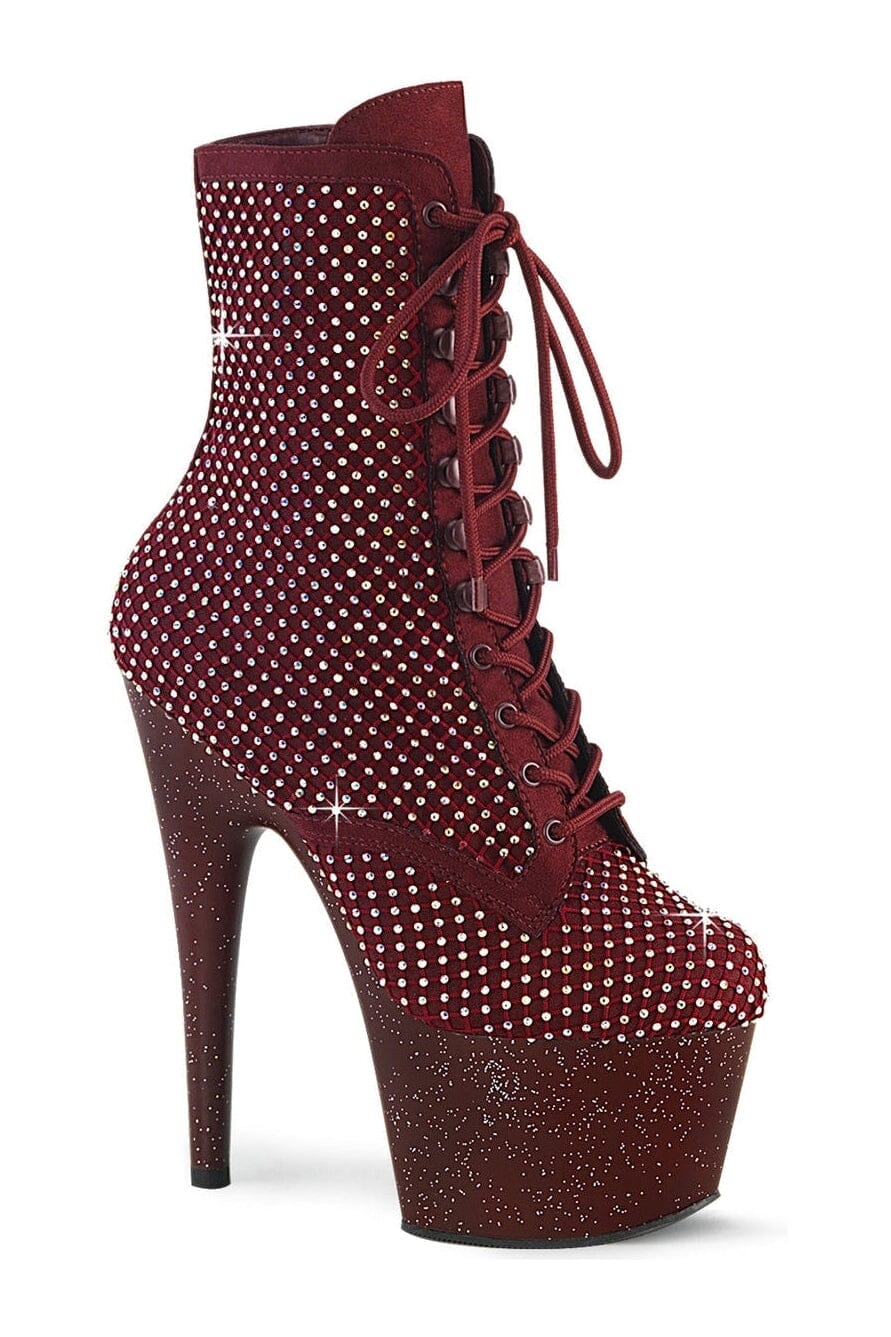 ADORE-1020RM Burgundy Faux Suede Ankle Boot-Ankle Boots-Pleaser-Burgundy-10-Faux Suede-SEXYSHOES.COM