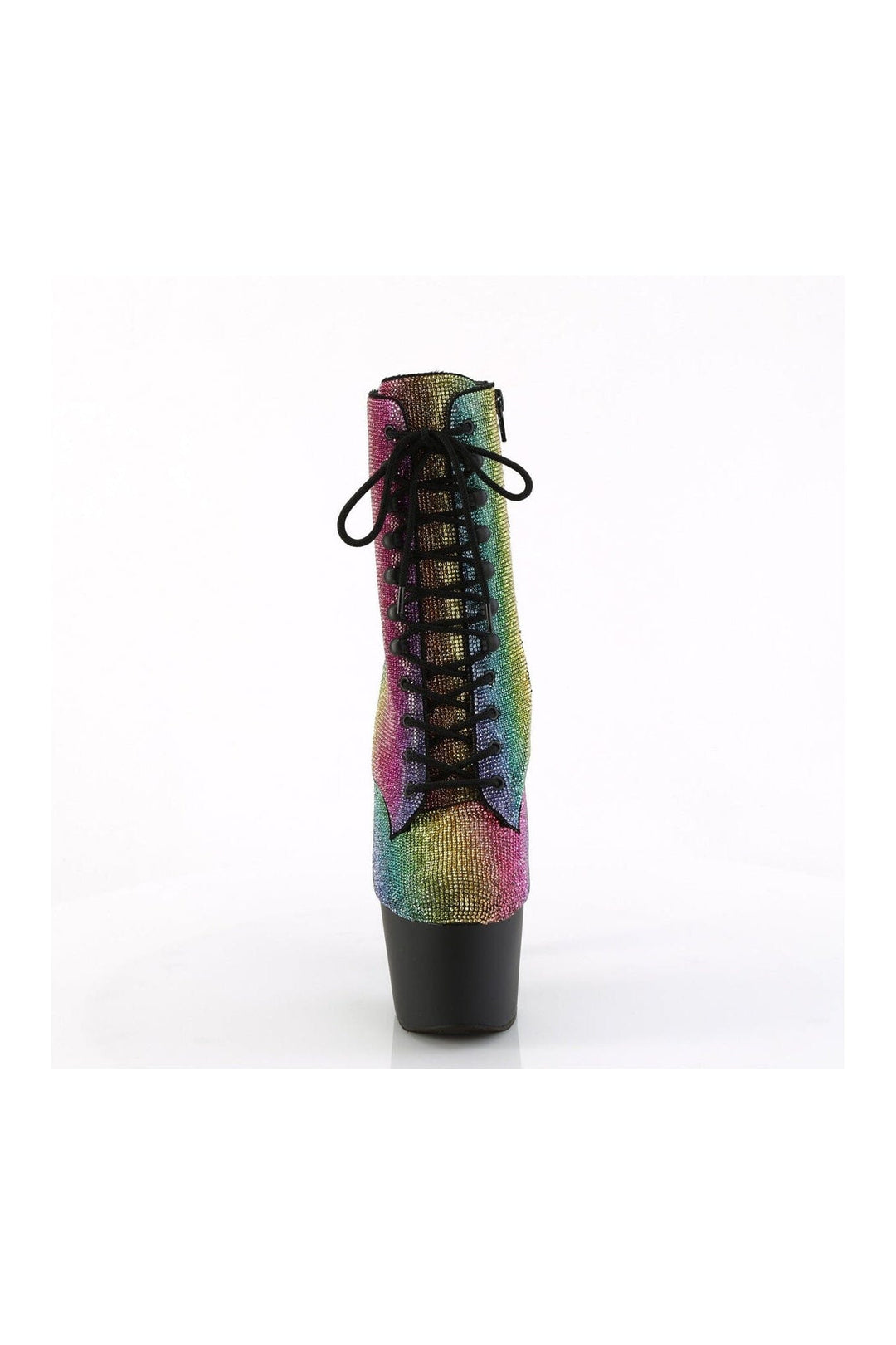 Pleaser ADORE-1020RS Rainbow Faux Suede Ankle Boot in Rainbow Faux Suede