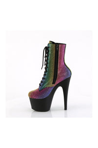 Pleaser ADORE-1020RS Rainbow Faux Suede Ankle Boot in Rainbow Faux Suede