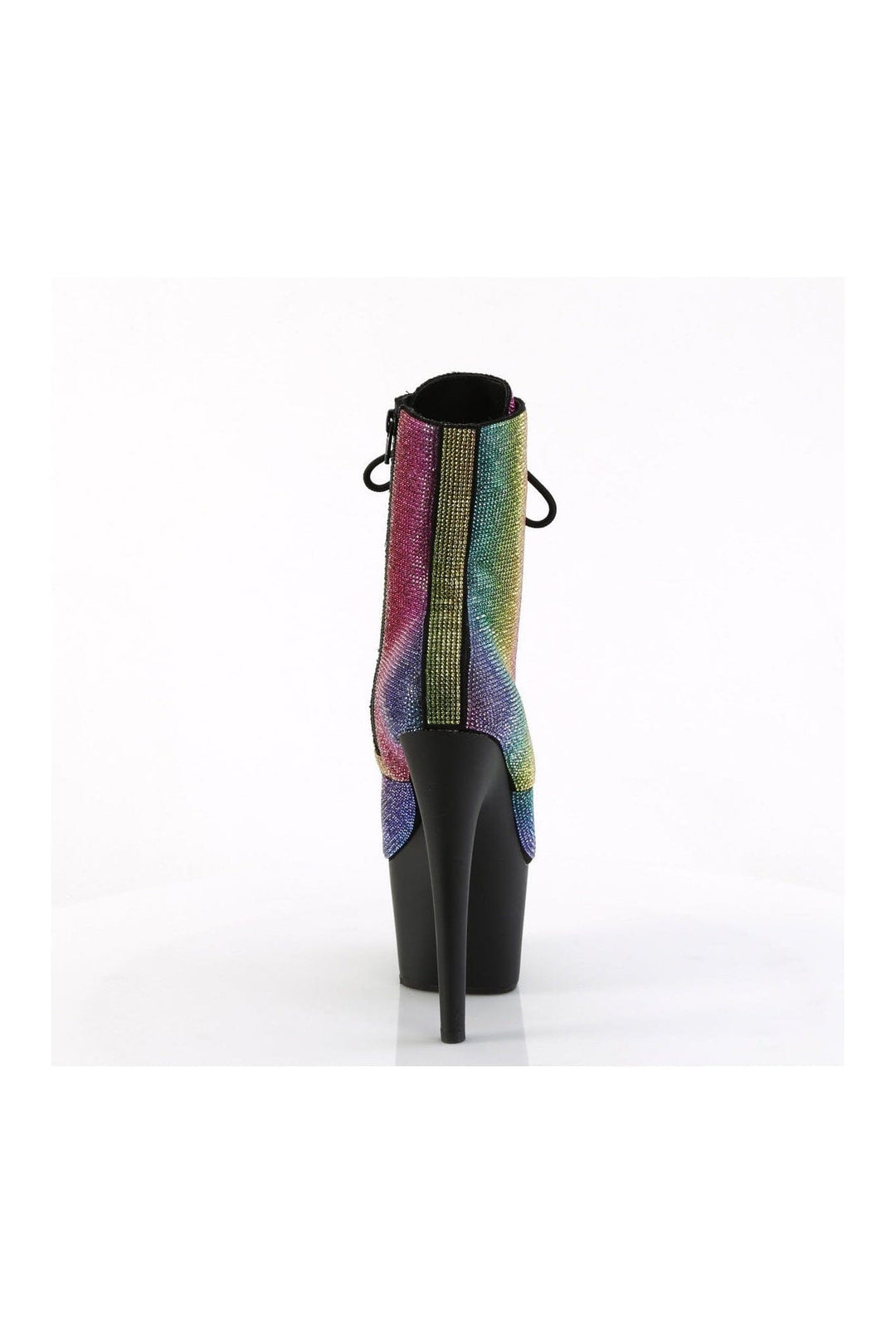 Pleaser ADORE-1020RS Rainbow Faux Suede Ankle Boot in Rainbow Faux Suede