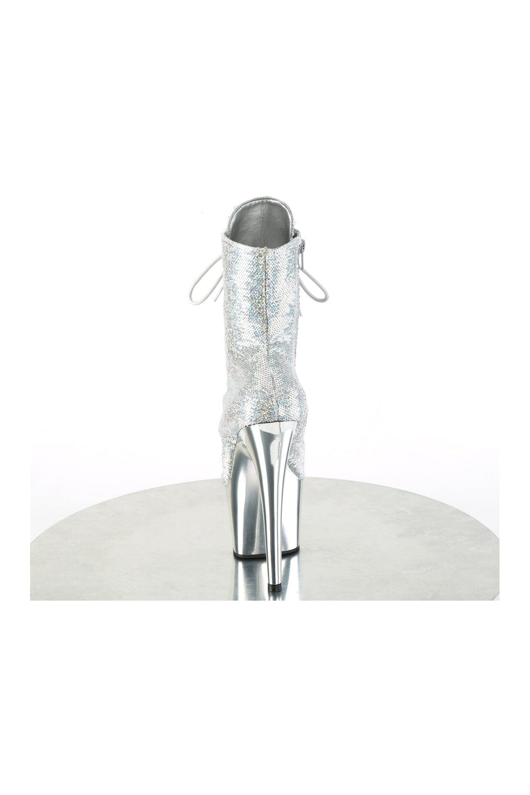 Pleaser ADORE-1020SQ-02 Silver Sequins Ankle Boot in Silver Sequins