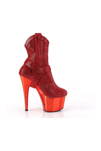 Pleaser ADORE-1029CHRS Red Faux Suede Ankle Boot in Red Faux Suede