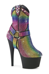 Pleaser ADORE-1029RS Multi Faux Suede Ankle Boot in Multi Faux Suede from SexyShoes.com