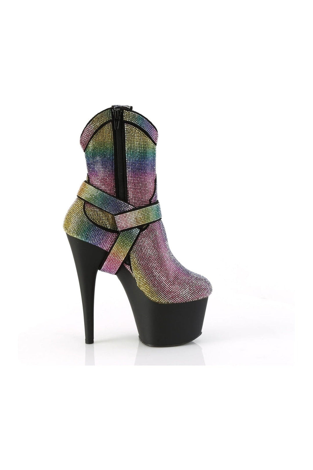 Pleaser ADORE-1029RS Multi Faux Suede Ankle Boot in Multi Faux Suede
