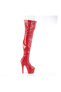 Pleaser ADORE-3011HWR Red Hologram Thigh Boot in Red Hologram
