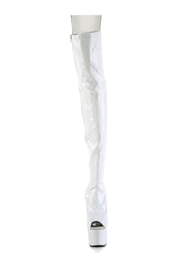 Pleaser ADORE-3011HWR White Hologram Thigh Boot in White Hologram