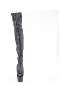 Pleaser ADORE-3017 Black Faux Leather Thigh Boot in Black Faux Leather