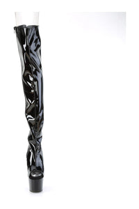Pleaser ADORE-3017 Black Patent Thigh Boot in Black Patent