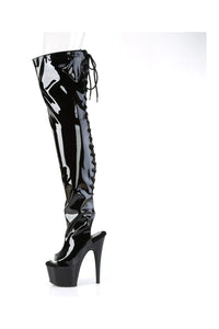 Pleaser ADORE-3017 Black Patent Thigh Boot in Black Patent