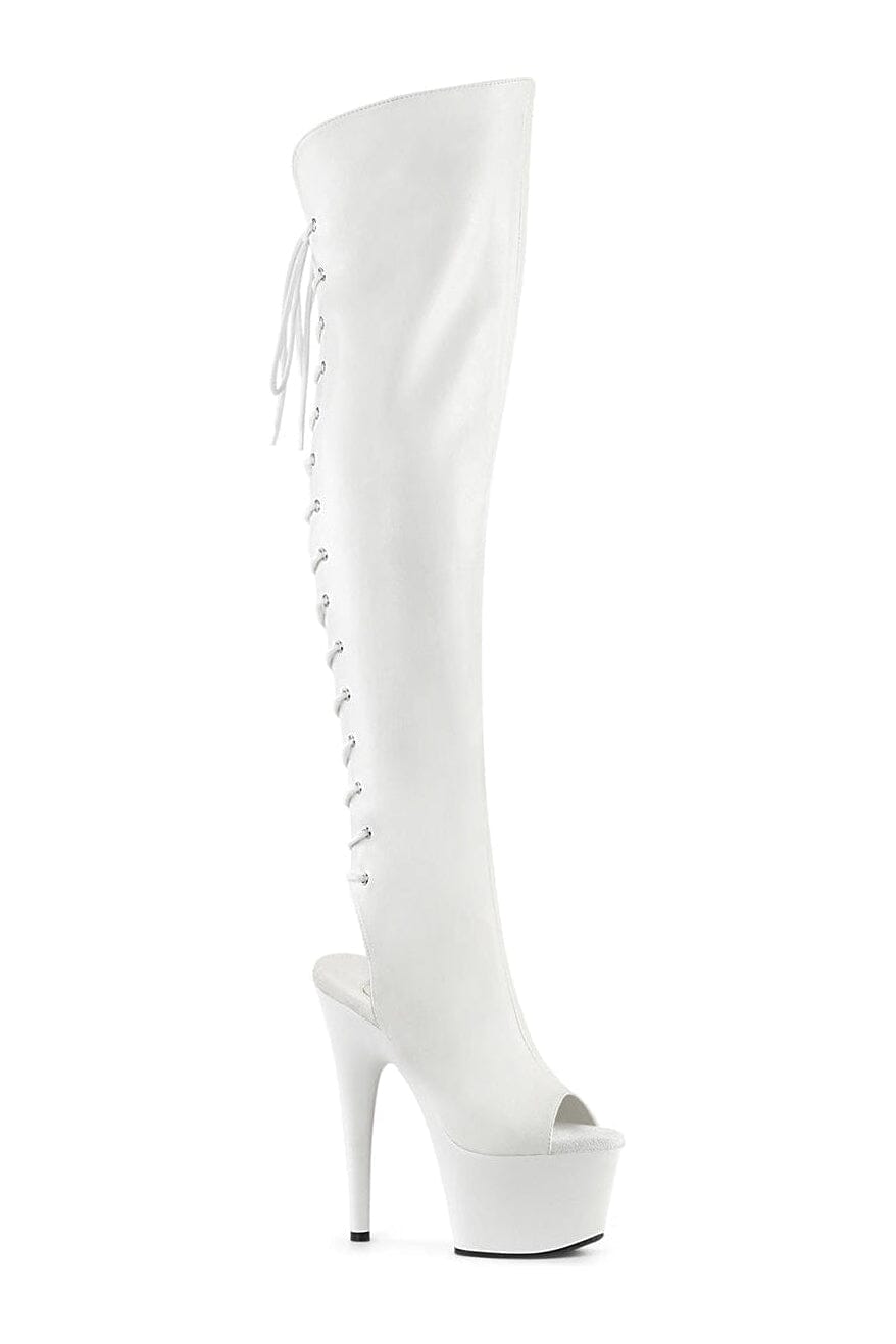 Pleaser White Knee Boots Platform Stripper Shoes | Buy at Sexyshoes.com