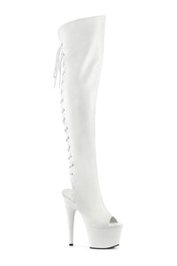Pleaser ADORE-3019 White Faux Leather Knee Boot in White Faux Leather from SexyShoes.com