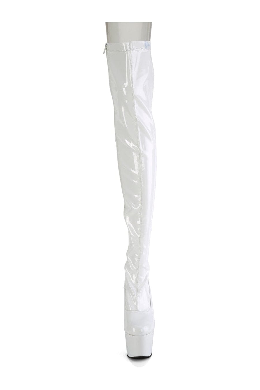 Pleaser ADORE-3063 White Patent Thigh Boot in White Patent