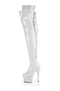 Pleaser ADORE-3063 White Patent Thigh Boot in White Patent
