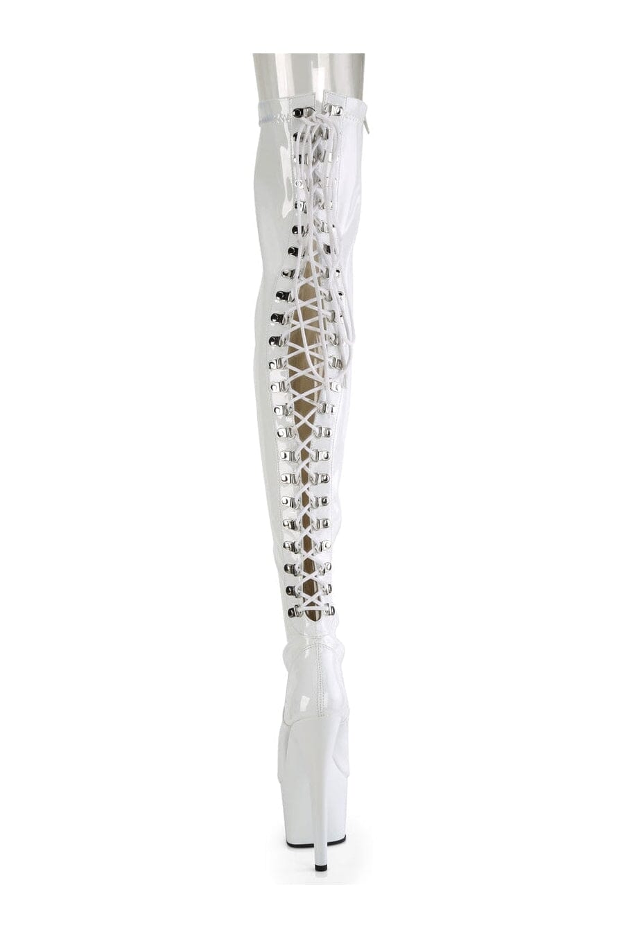 Pleaser ADORE-3063 White Patent Thigh Boot in White Patent