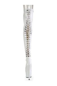 Pleaser ADORE-3063 White Patent Thigh Boot in White Patent