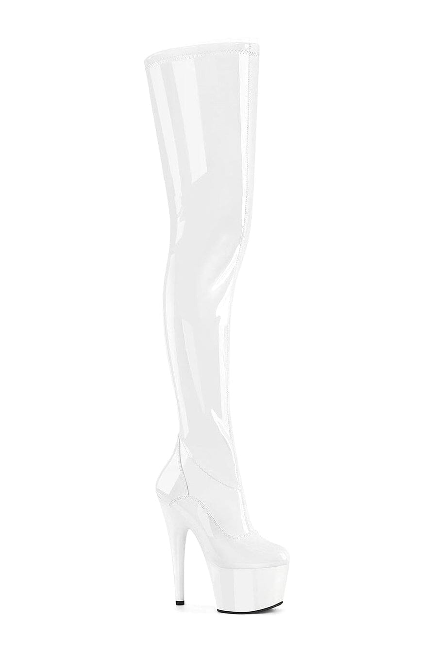 Pleaser ADORE-4000 White Patent Thigh Boot in White Patent from SexyShoes.com